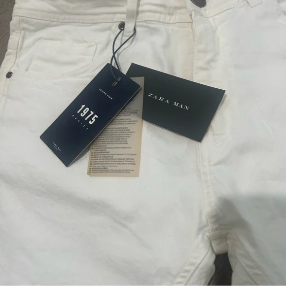 Zara Men’s Distressed White denim Jeans Size 32 Skinny - Picture 4 of 8